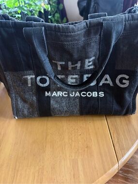 Marc Jacobs Black and Charcoal Striped Tote